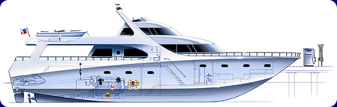 luxury yacht illustration